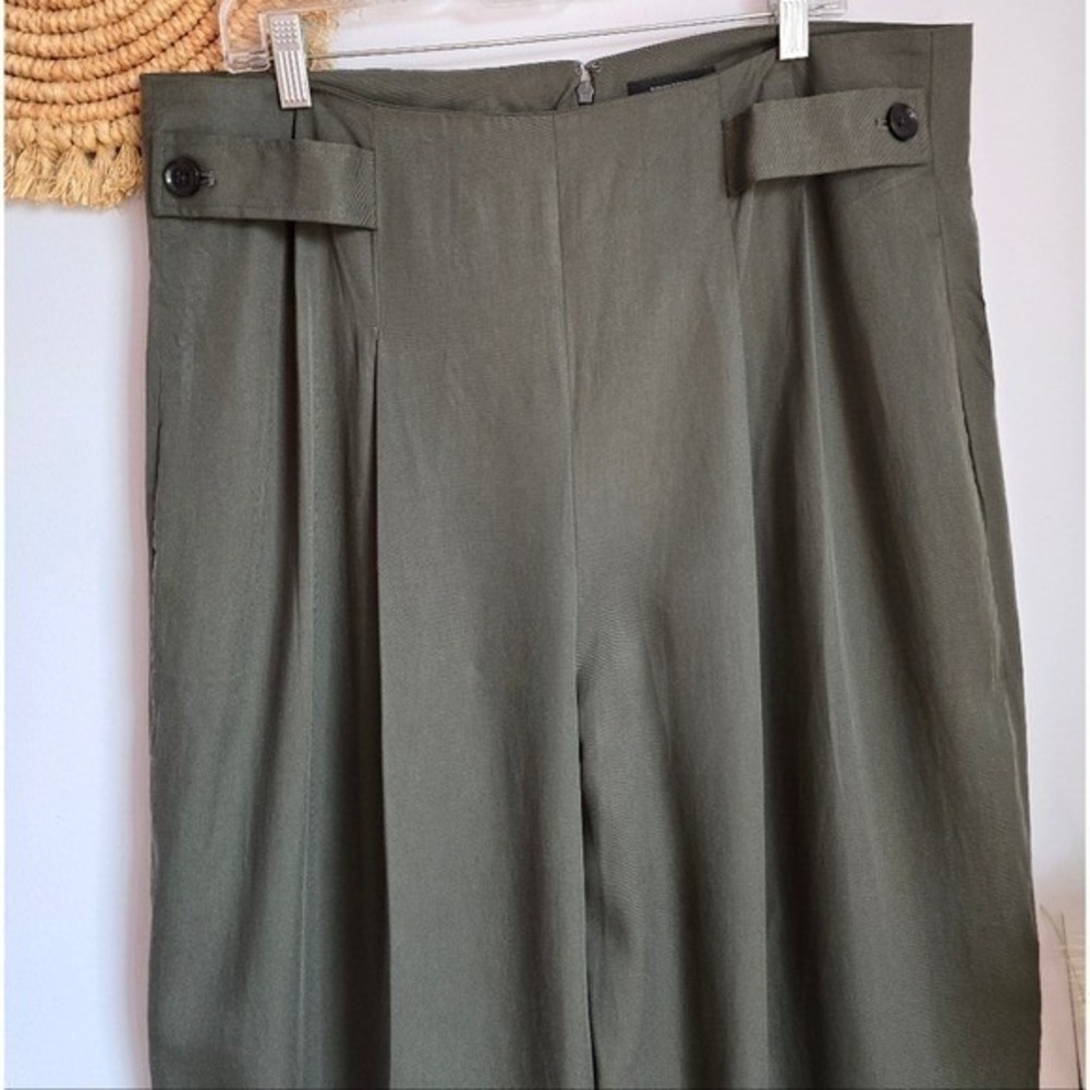 Banana Republic New Olive Green Tencel Pleated Wide Leg Pants Womens SZ 16 Chic - Picture 5 of 11